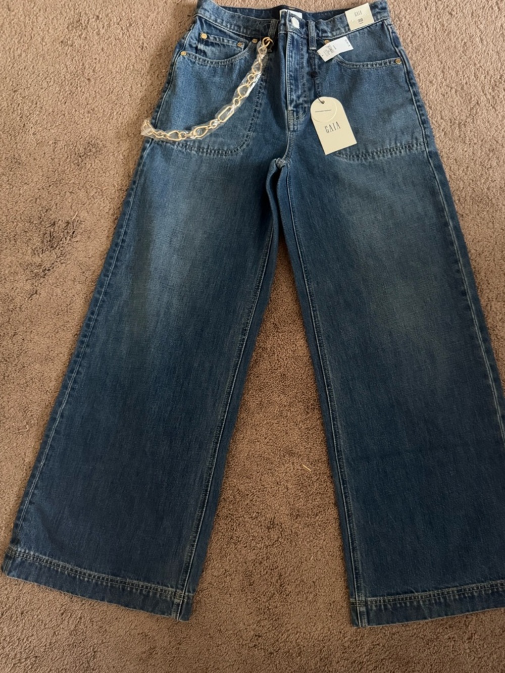 cult gaia Blue Wide-Leg Denim Jeans - Picture 2 of 9